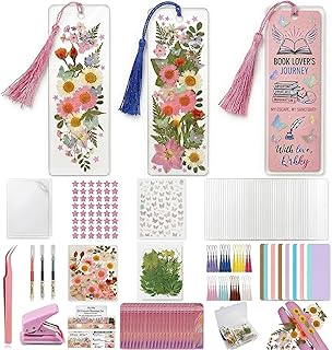 Pressed Flower Bookmark Kit, Make Your Own Clear Dried Flower Bookmarks DIY with 30 PET Sleeves, Tassels, Gift Bags and Sealing Tool. Craft Party Kit for Adults & Gifts for Book Lovers