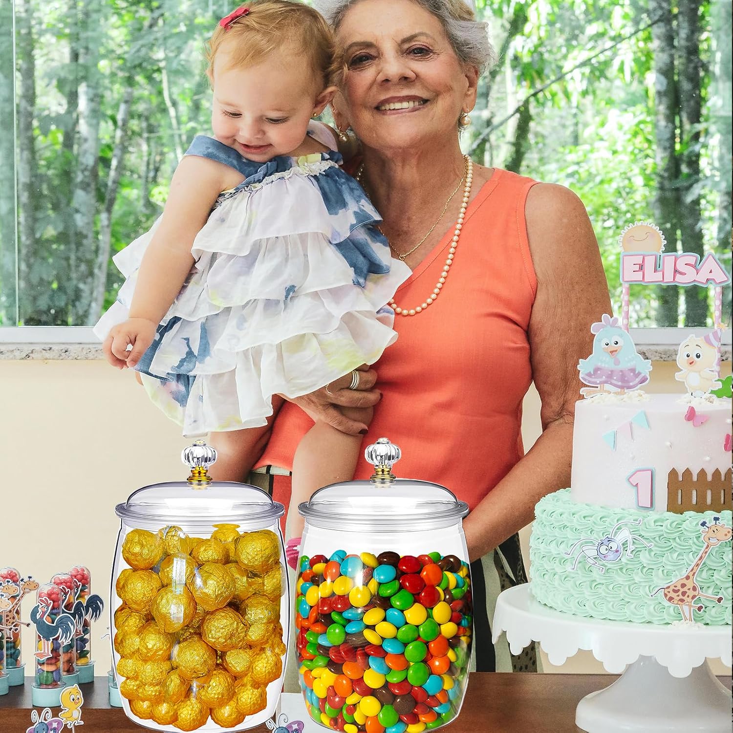 64oz Candy and Cookie Jar 2 Pack Decorative Candy Jars with Lids&Scoops Cookie Containers for Buffet Plastic Jars with Lids Home Decoration