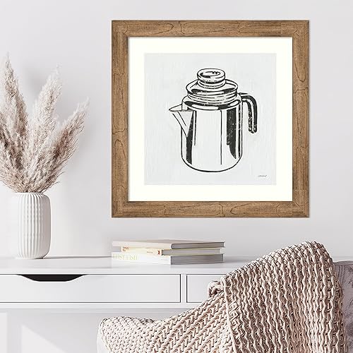 Miniatura 4 de Amanti Art Lienzo decorativo para pared enmarcado de 24 x 24 pulgadas, cafetera retro (cocina) por Kathrine Lovell, arte de pared de cocina,
