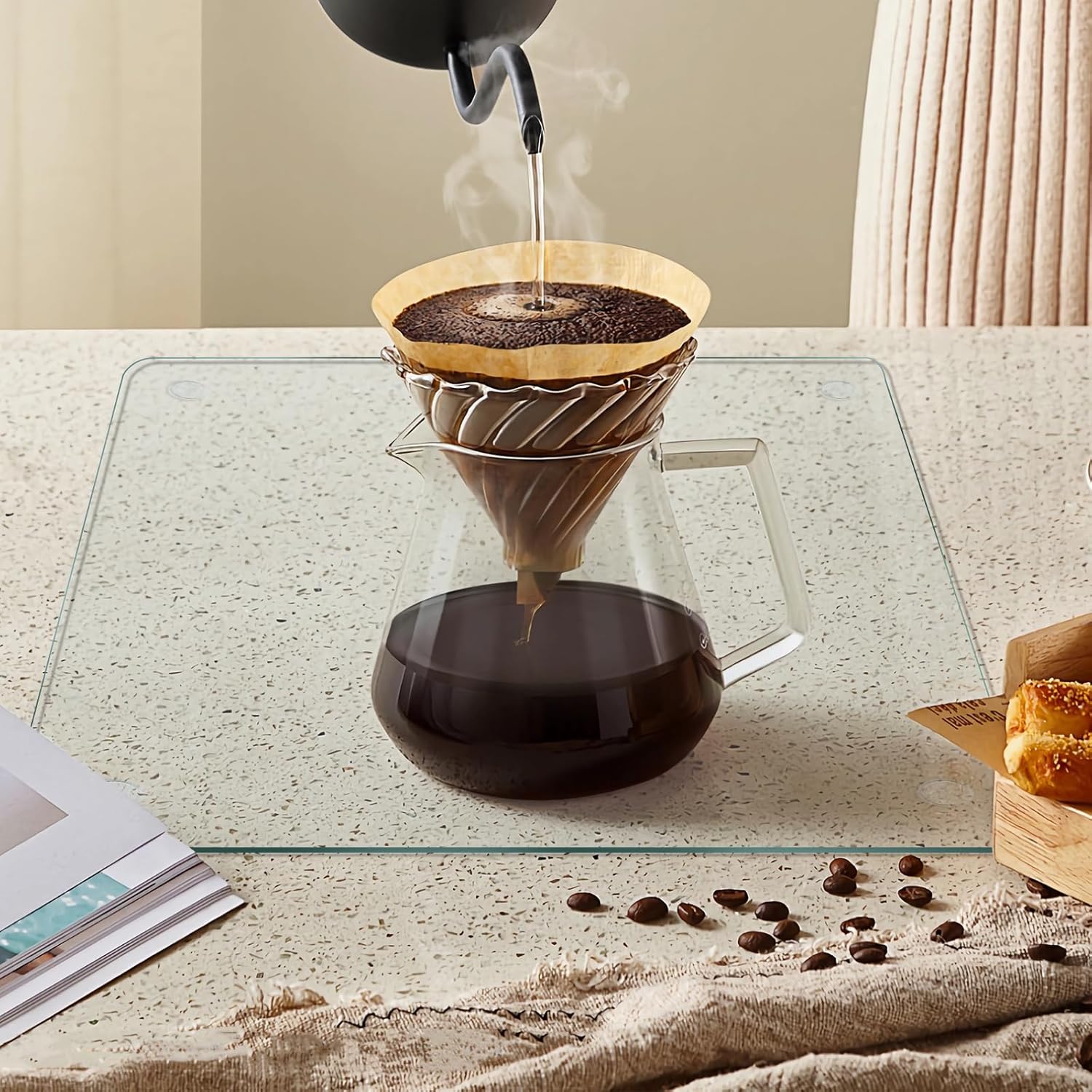 Mymonfif Tempered Glass Cutting Board for Kitchen, Clear Glass Board for Countertop, with Non-Slip Feet, Heat Resistant, Large Size 12x16" 2Pcs, Small Size 12x8" 2Pcs