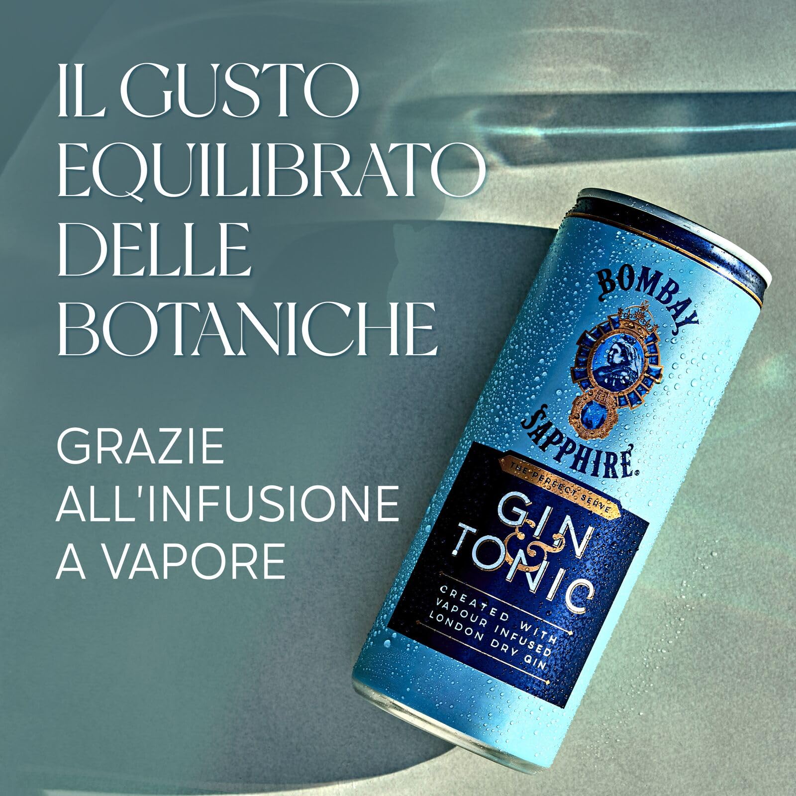Lattine di cocktail pronti da bere Bombay Sapphire Gin and Tonic Ready to Drink, 6,5% vol., 25 cl / 250 ml (Confezione da 12), Drink alcolici con London Dry Gin 100% infuso a vapore