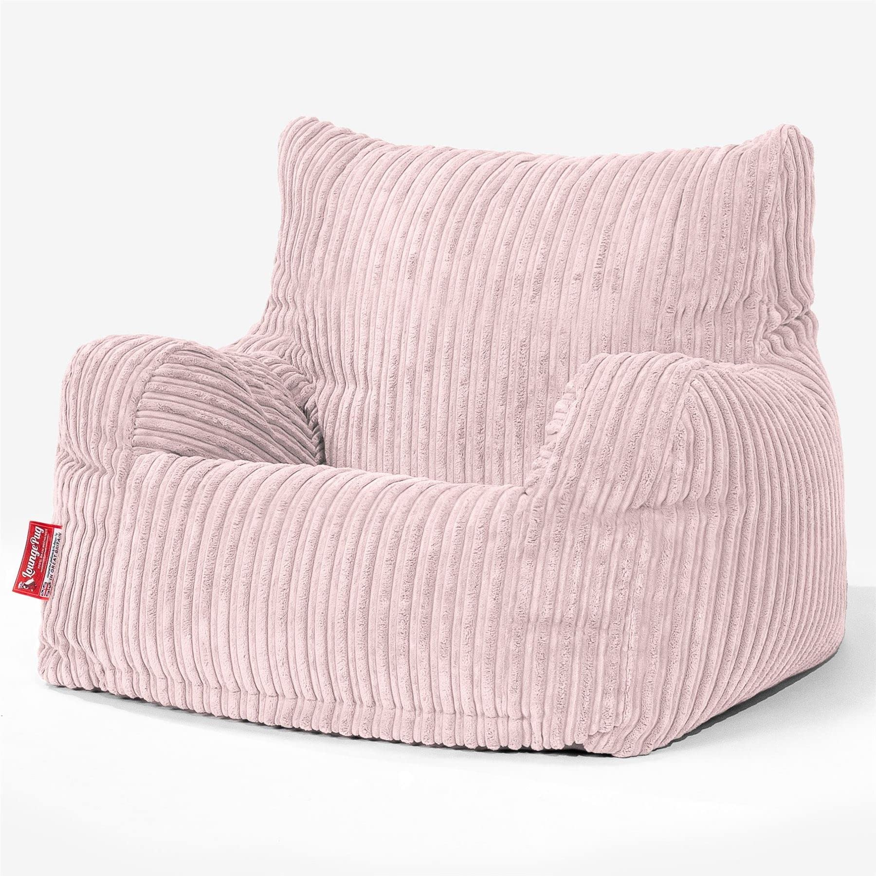Lounge Pug Cord Fabric Armchair Bean Bag for Living Room Lounge - Adult Beanbag Chair - Corduory Blush Pink