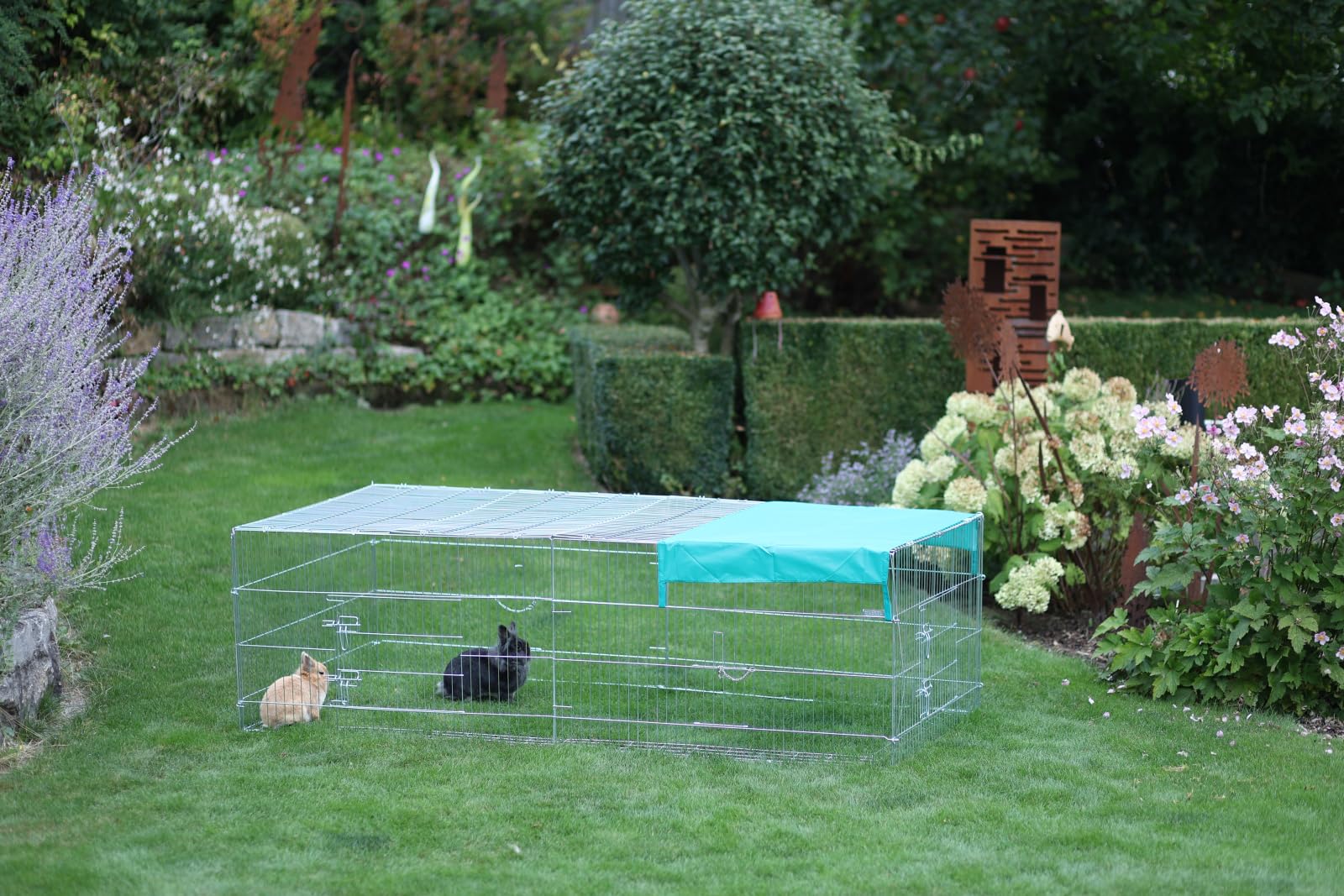 Kerbl Pet Freigehege mit Ausbruchsperre, 230 x 115 x 70 cm, mit Sonnenschutzabdeckung, 4 x seitlichen Türen, langlebig