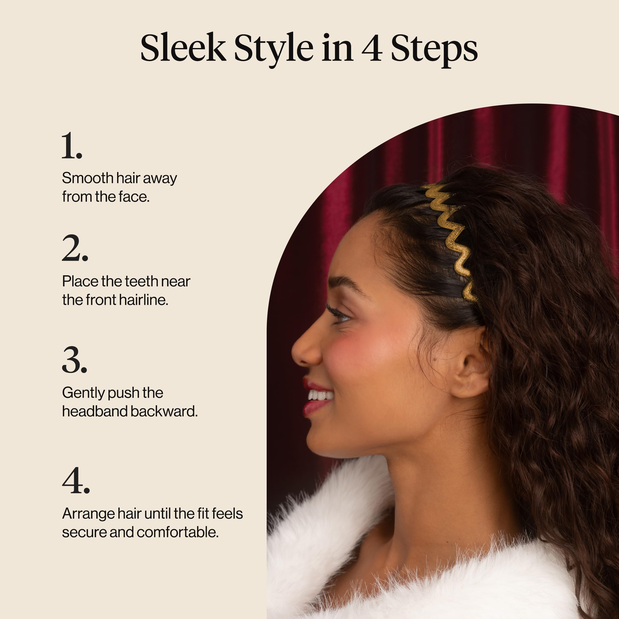 Kitsch Zig Zag Headbands for Women - Gold & Silver - 2 pcs view 7