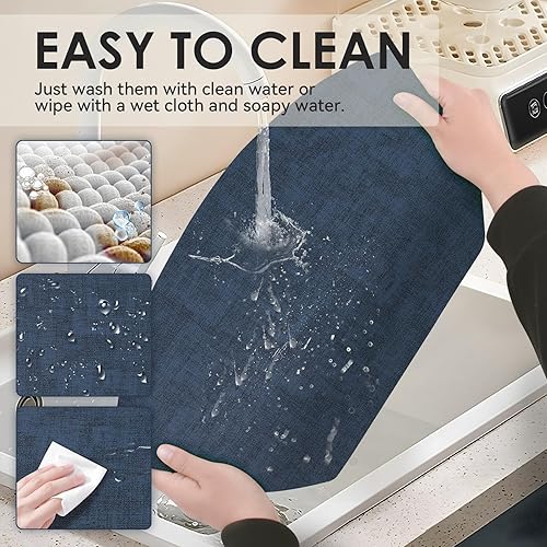 Miniatura 4 de Juego de 6 manteles individuales para mesa redonda, de piel sintética, con forma de cuña, resistentes al calor, lavables, para comedor al aire libre