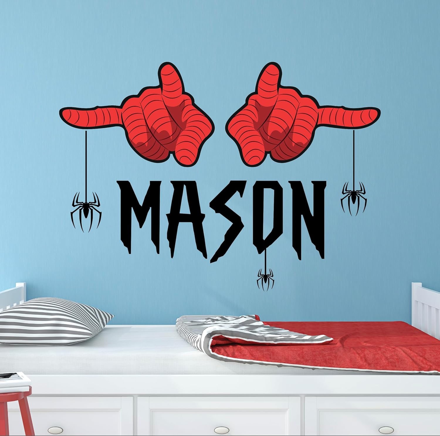 Personalized Spider Wall Decal for Kids Name Wall Decor