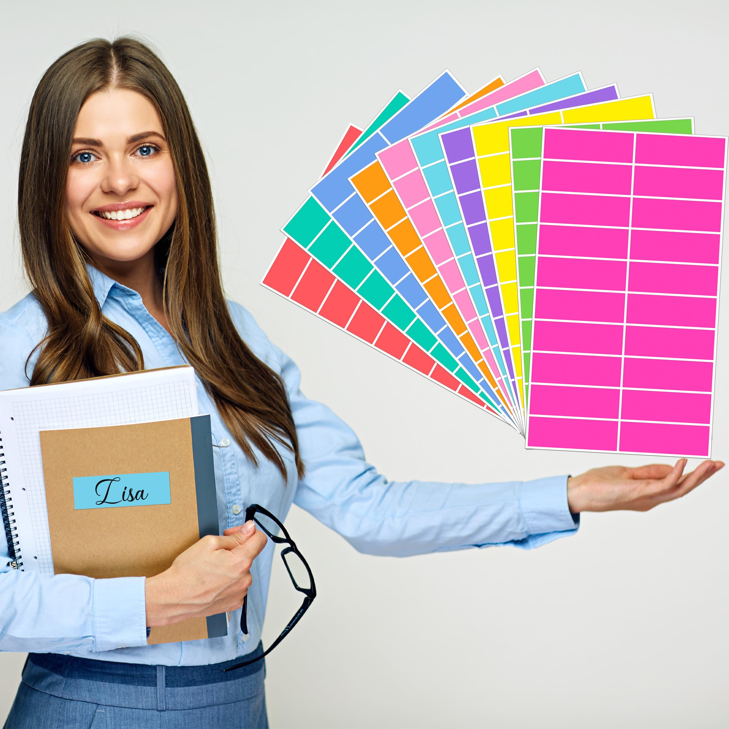 400 etichette adesive colorate in 10 colori, 7,6 x 2,5 cm, scrivono a colori, etichette per codifica, cartelle di file, etichette autoadesive per cartelle di file, traslochi, garage