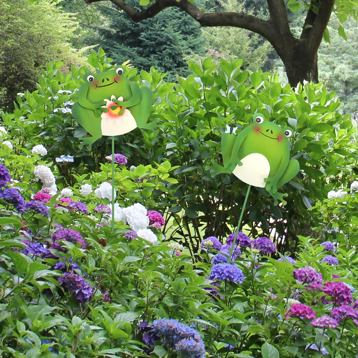 Toyvian 5 Sätze Metallfrösche Für Gartenstecker Dekorative Gartenfiguren in Cartoon Design Für Blumenbeete Und Höfe Lebendige Deko Für Gartenliebhaber Und Frogs Fans 3 Stück * 5