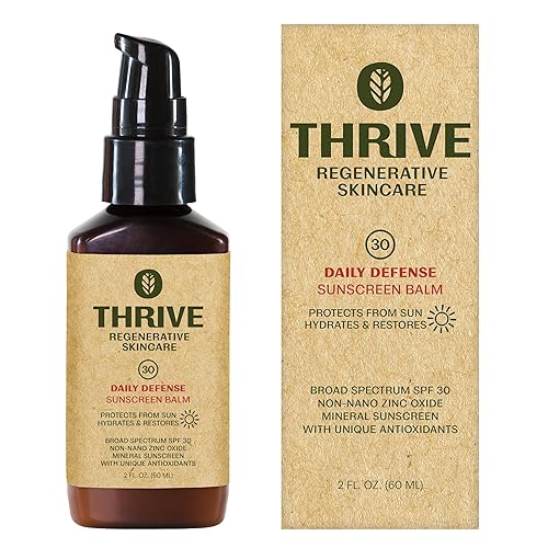 THRIVE Protector solar facial mineral hidratante natural SPF 30 2 onzas hidratante ligero de amplio espectro protector solar facial natural con