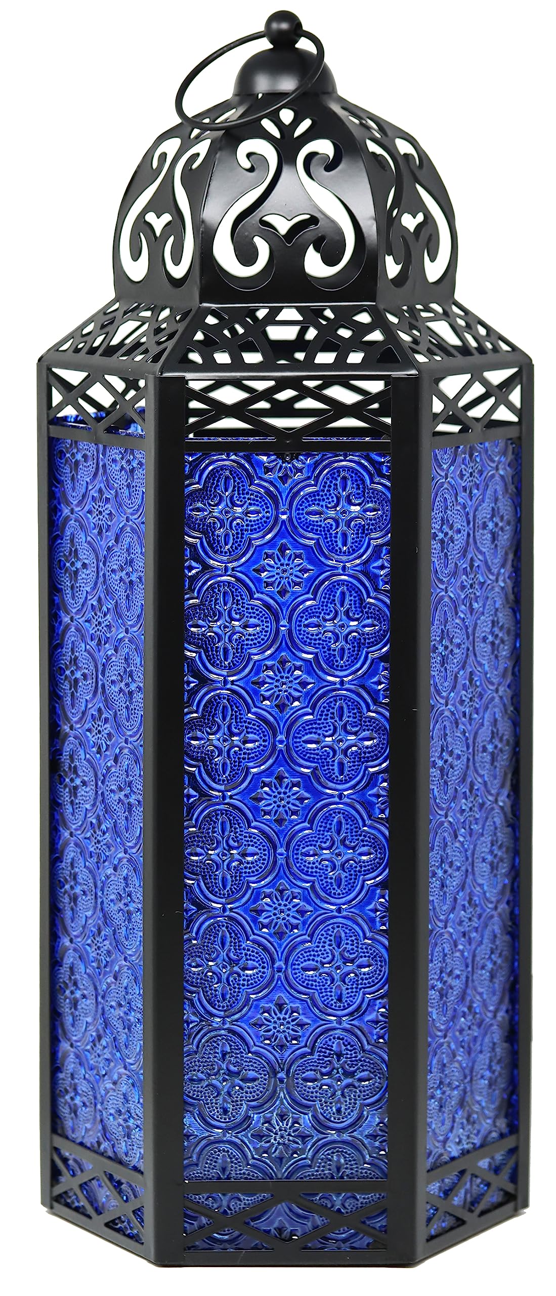Vela Lanterns Cobalt Black Metal Decorative Moroccan Lantern Candle Holder Lamp For Indoor Or Outdoor Home Decor, Extra Large,