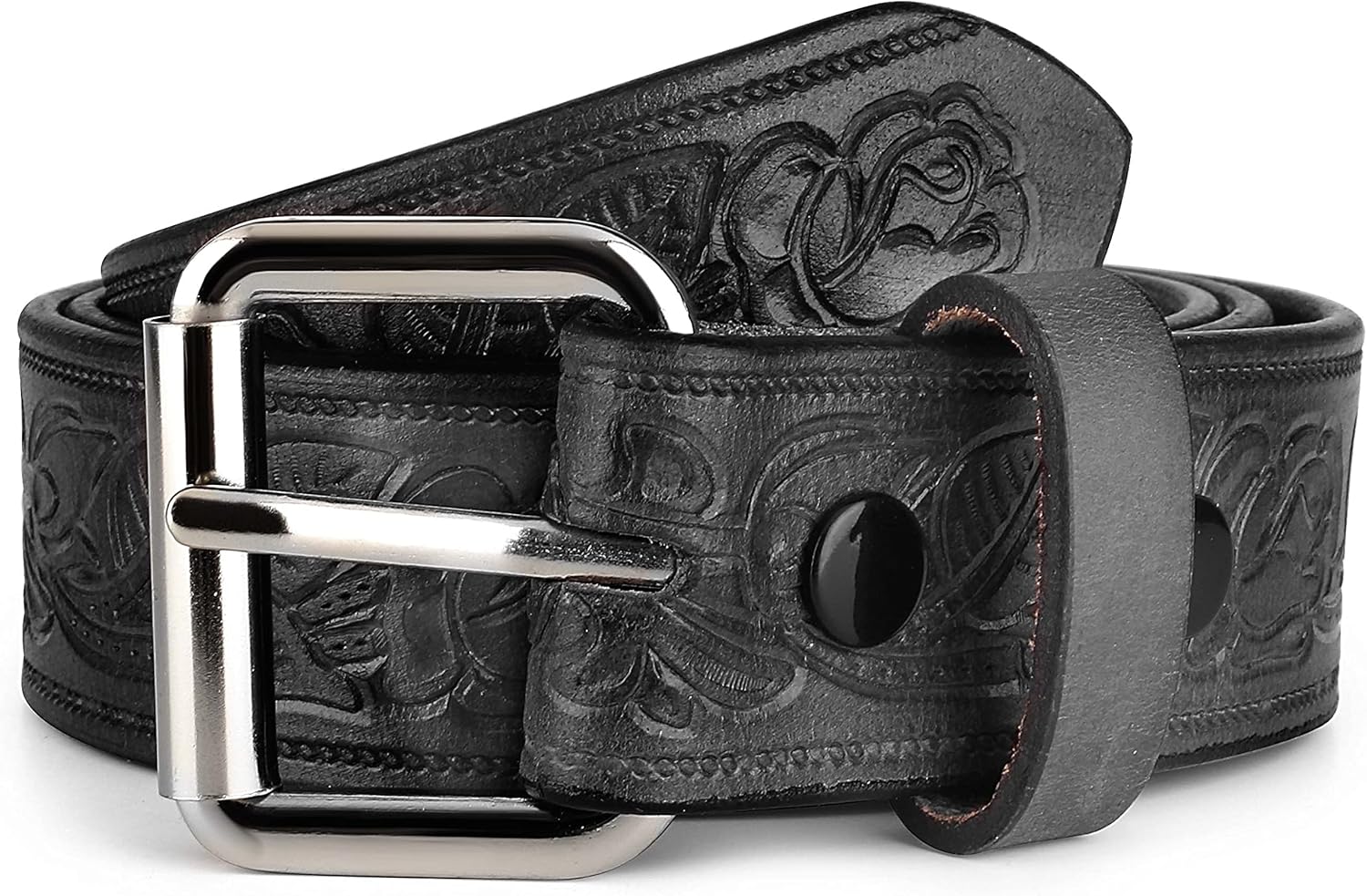 F&L CLASSIC Men's full Grain Vintage Distressed leather Belt,easy to change Roller buckle,1.5" Wide,USA, - Image 3