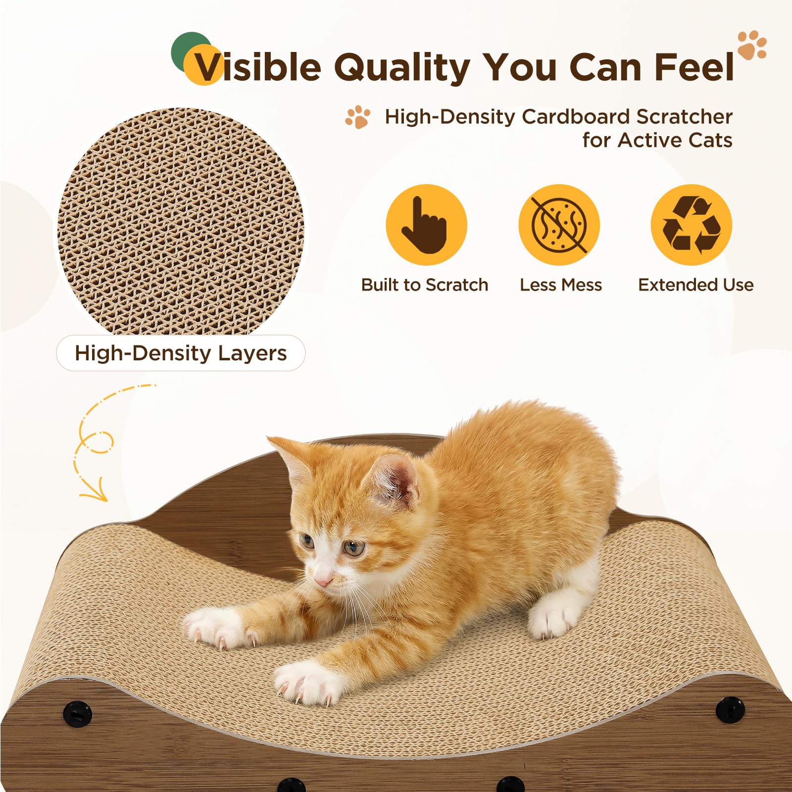 Gimars Rascador para Gatos de Cartón Ondulado en Forma de Sofá, Cama y Mueble Rascador, Protección de Muebles, Lounge para Gatos (Nogal, 43 cm)