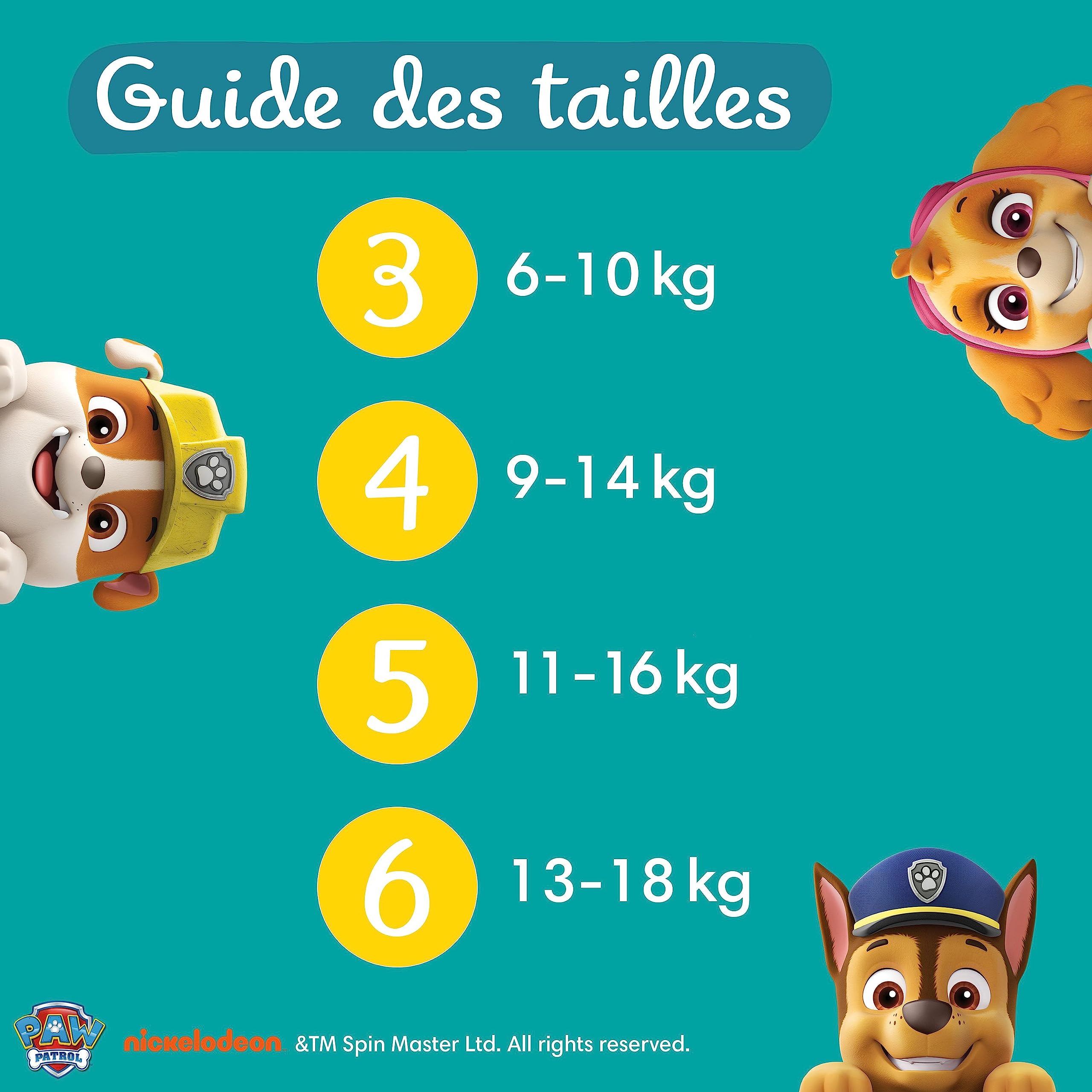 Pampers Baby-Dry, Taille 3, 234 Couches, 6-10kg, A La Rescousse Contre Les Fuites Grâce A Une Protection Intégrale Jusqu'à 12h, Edition Limitée avec La Pat’Patrouille, Pack 1 Mois