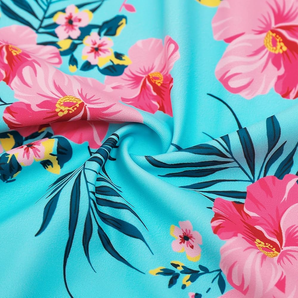 Maillot De Bain Une Pièce Manches Longues Pour Filles - Motif Floral - SPF 50+ - Fermeture éclair Avant - Taille 5-14 Ans