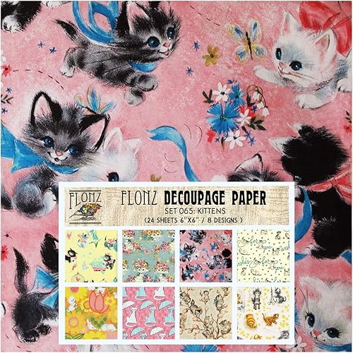 Miniatura 9 de Decoupage - Paquete de papel (24 hojas de 6 x 6 pulgadas) para recién nacido, FLONZ, papel de estilo vintage para decoupage y manualidades