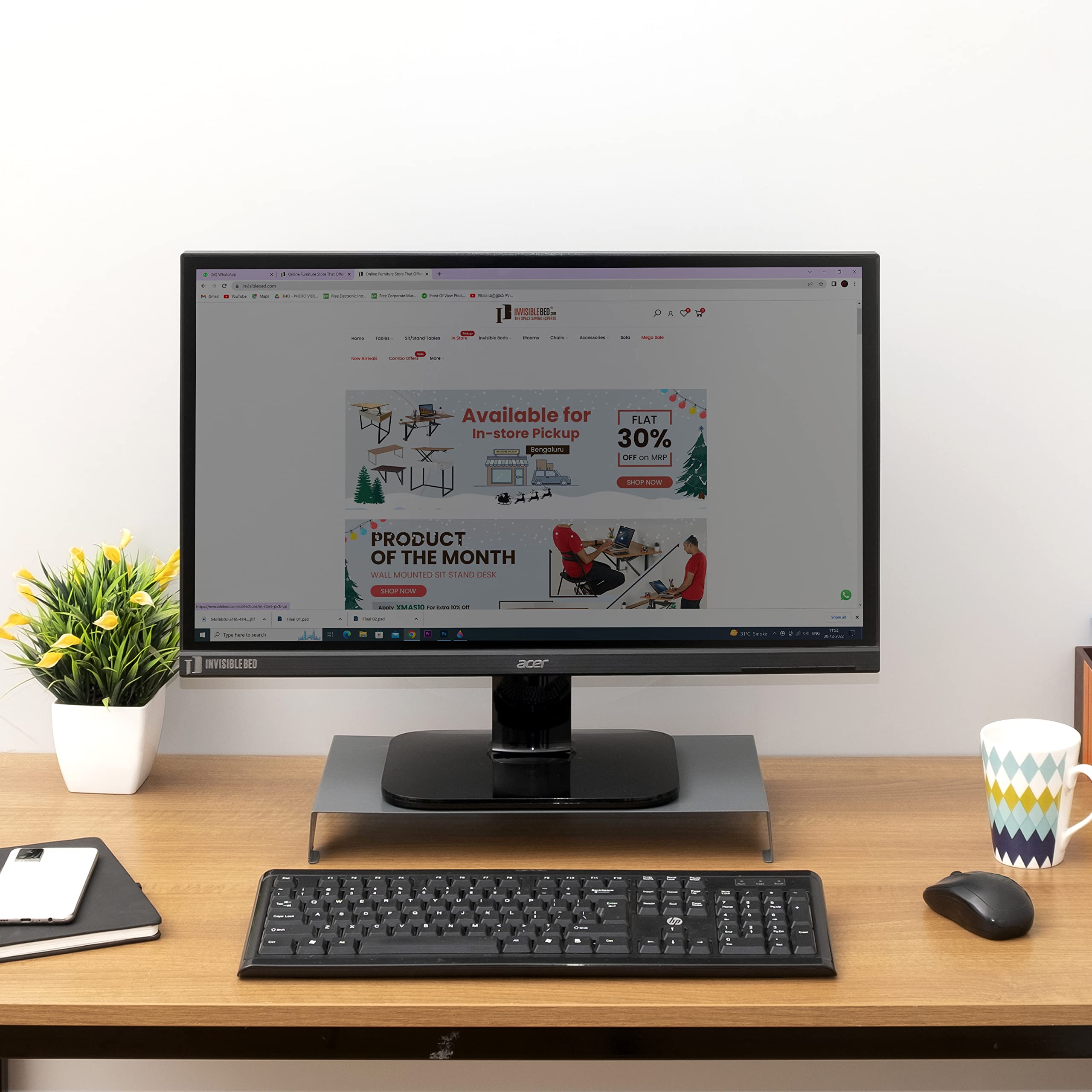 InvisibleBed Monitor Stand Riser, Metal Desk Organizer Stand for Laptop, Computer(Grey) (B0BRD3BBSD) Amazon Price History, Amazon Price Tracker