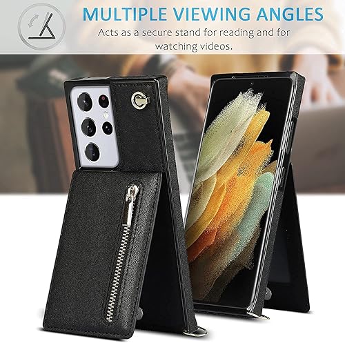 Miniatura 2 de Newgoodcase Funda compatible con Samsung Galaxy S21 Ultra de 6.8 pulgadas, bolso de bolsillo, correa de hombro, elegante funda protectora