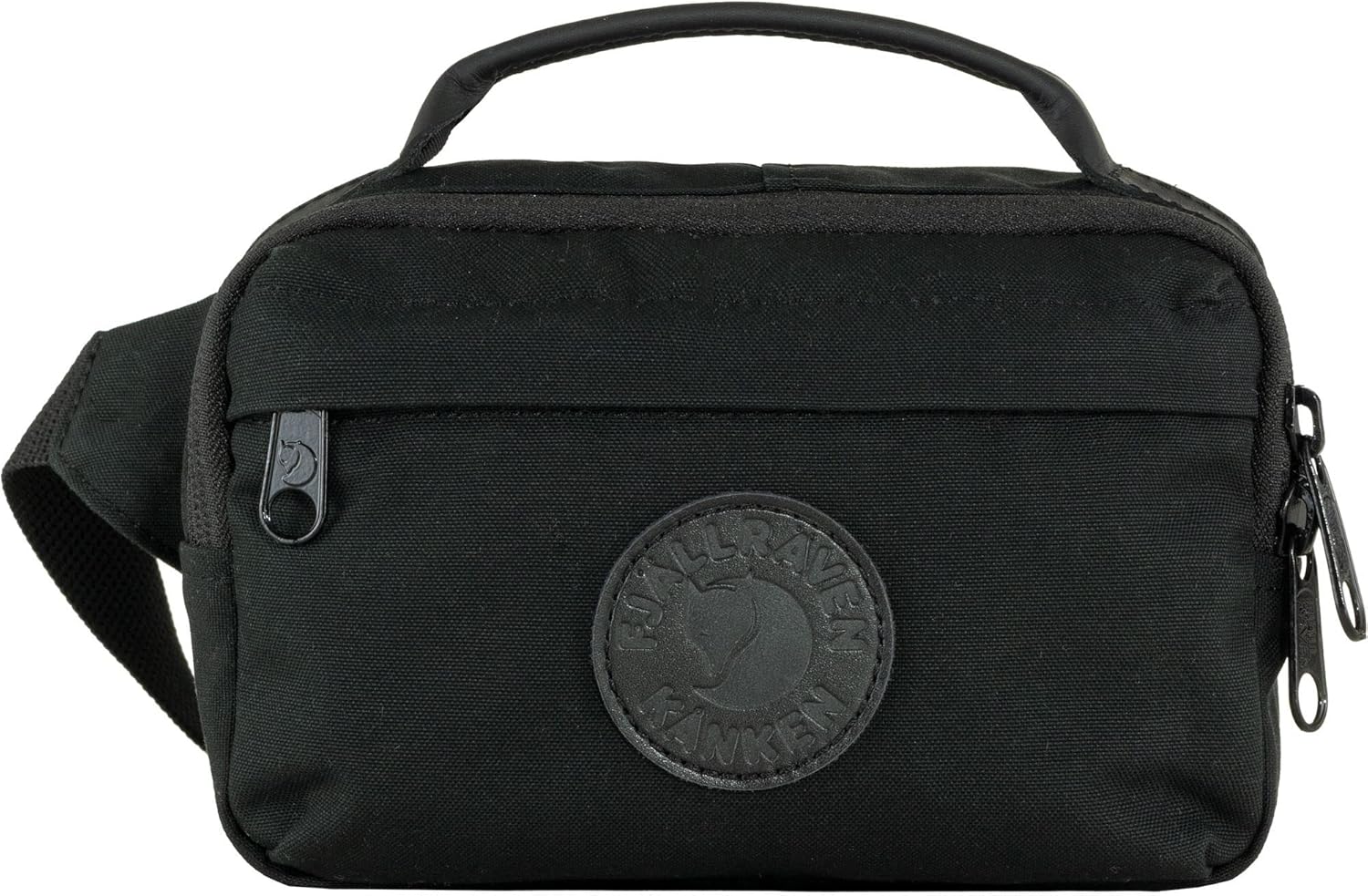 Fjällräven Kanken No. 2 Black Hip Pack - Durable G-1000 Fabric, Premium Leather Details - Travel, Commuting, Black, One Size