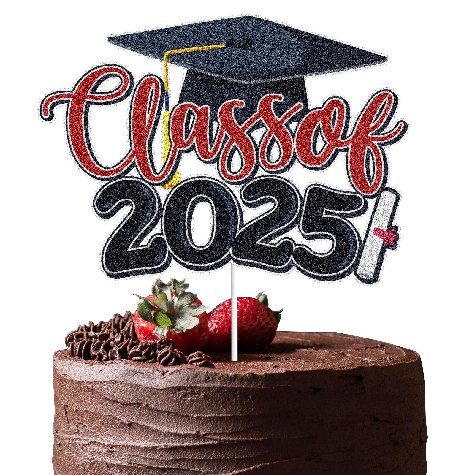 Class of 2025 Graduated Cake Topper,Congratulations 2025 Cake Topper, Senior High School University Postgraduate 2025 Graduation Party Decorations (