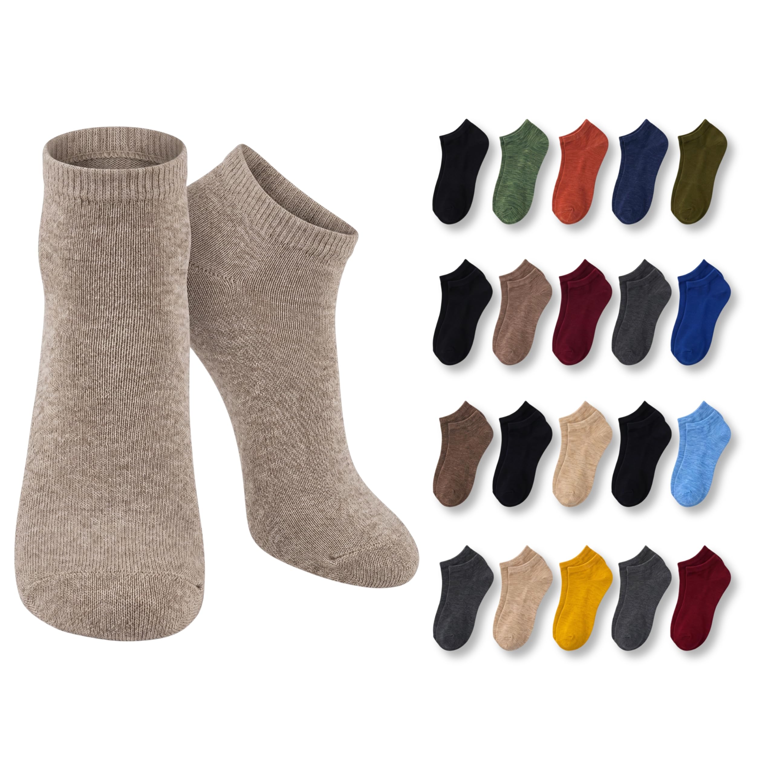 Tipi Toe Women’s 20 Pack Colorful Low Cut Socks – Lightweight, Breathable Design for All-Day Comfort Sizes 9-11/10-13