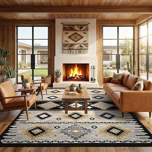 BENRON Western Rug 4'x6' Foxburg Non-Slip Washable