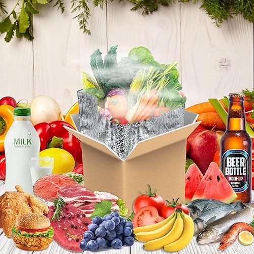 Miniatura 5 de Paquete de 2 cajas de envío Thermo Chill con doble aislamiento con forro de bolsa aislante de papel de aluminio, 8 x 4 x 5 pulgadas, reutilizable,