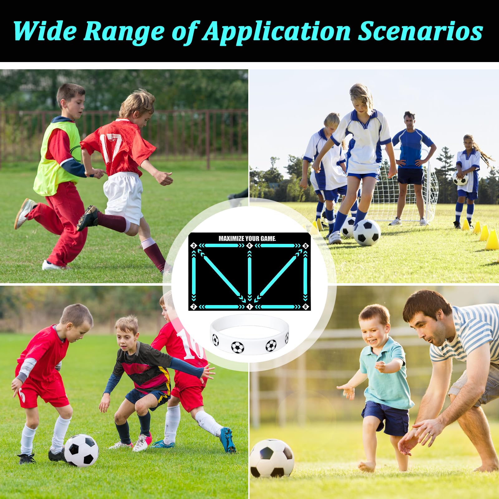 Trukafie Tappeto Calcio Allenamento, Allenamento Calcio 90 x 60 cm Antiscivolo Ammortizzante per Bambini e Adulti per Dribbling e Miglioramento