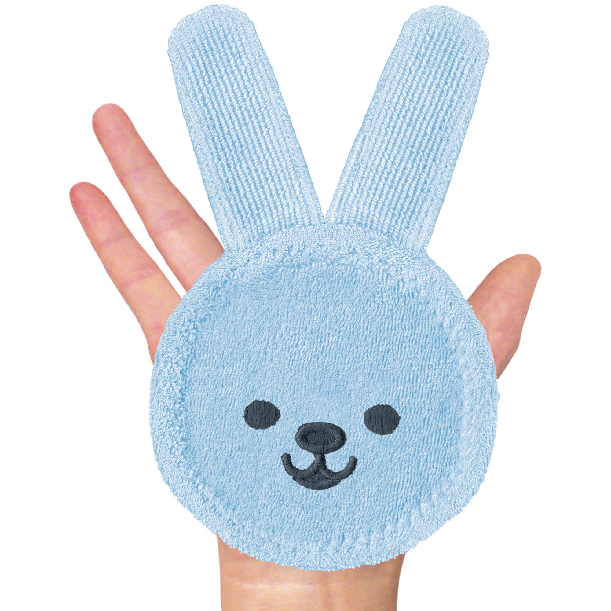 MAM Oral Care Rabbit dla niemowląt, pierwsza higiena jamy ustnej, delikatna pielęgnacja zębów z miękkiego materiału z mikrofibry, dzieci przyzwyczajają się do codziennego mycia jamy ustnej, od 0+ miesięcy, kolor niebieski