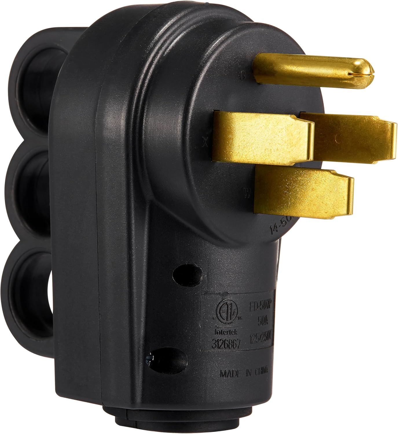 50 Amp RV Plug, NEMA 14-50P 125/250 Volt Heavy Duty Replacement Male Plug with Ergonomic Handles for RV, EV, Generator Cord, ETL Listed