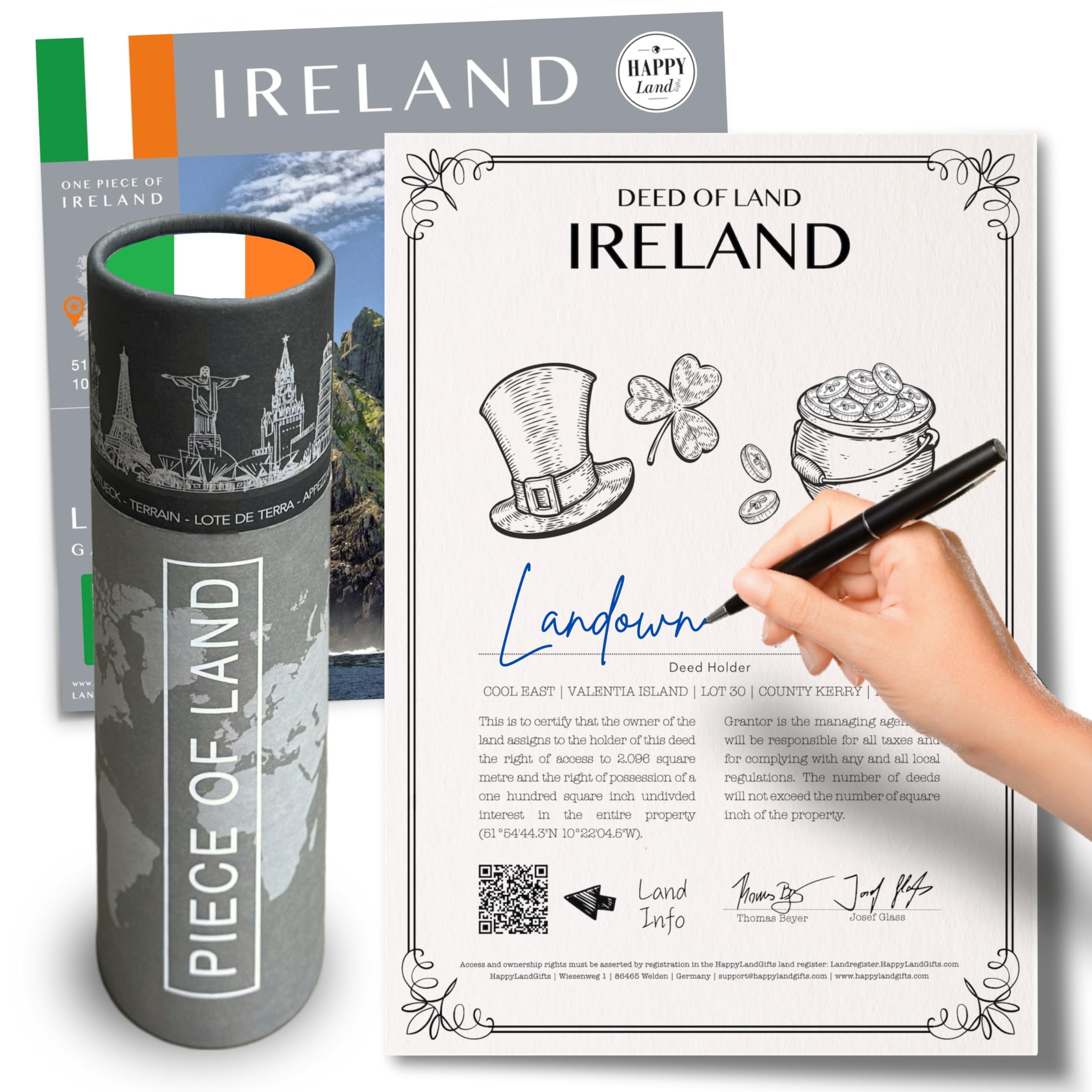Irish Gifts for Men and Women | Real Piece of Ireland | Unusual Ireland Gifts | Blank Certificate to Write in The Name of Your Choice | Gifts of