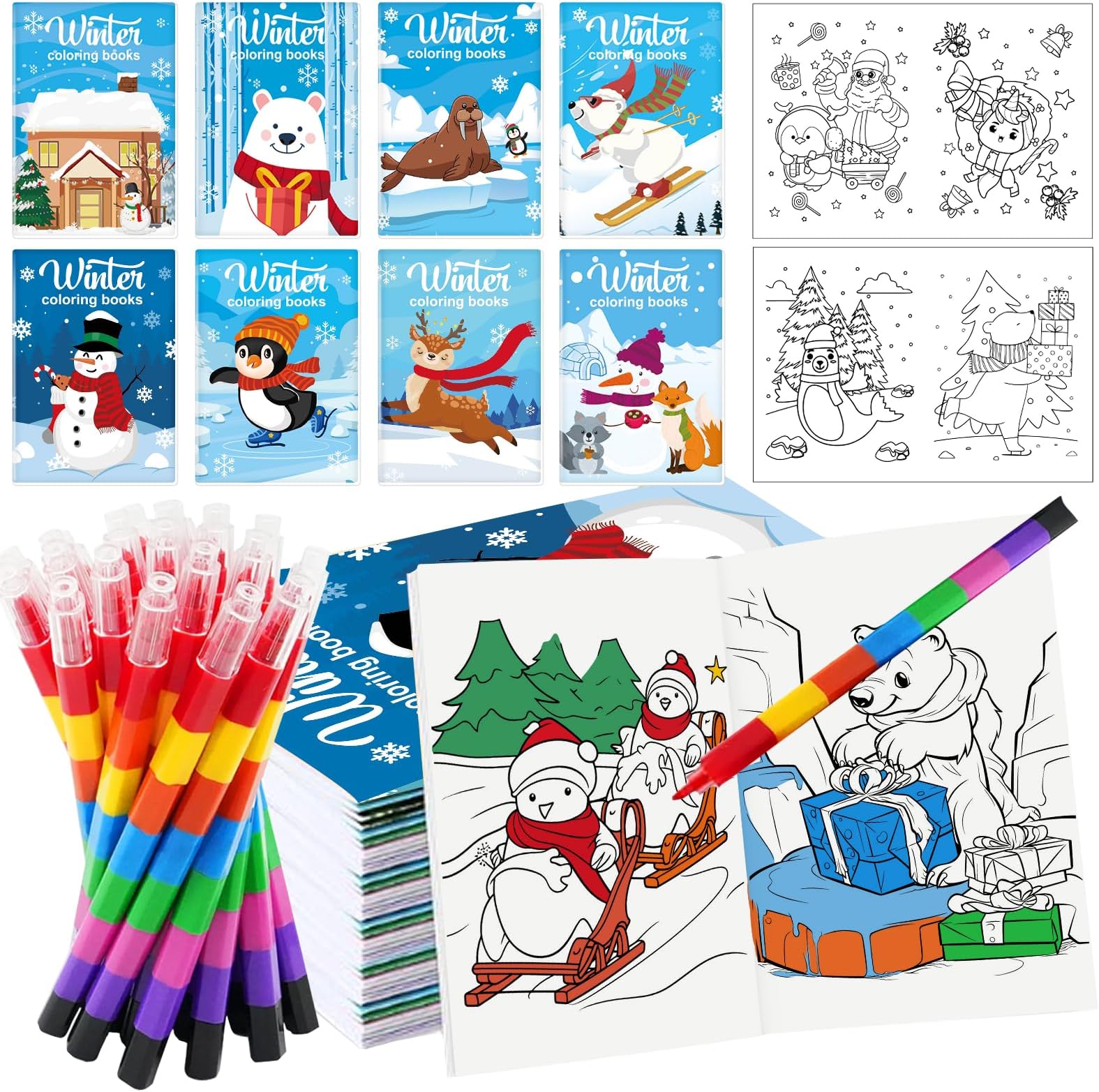 HABDJILTY 48PCS Christmas Winter Coloring Books Bulk for