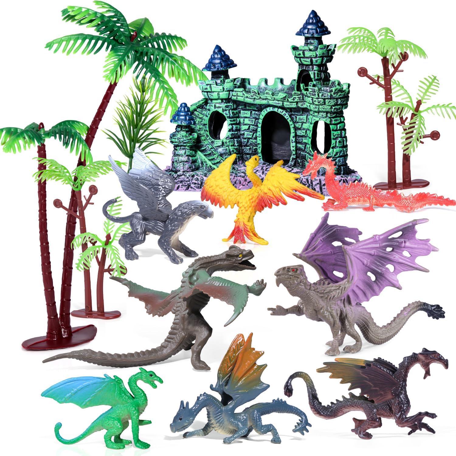 15Pcs Dragon Cake Decorations Medieval Plastic Mythical Figures