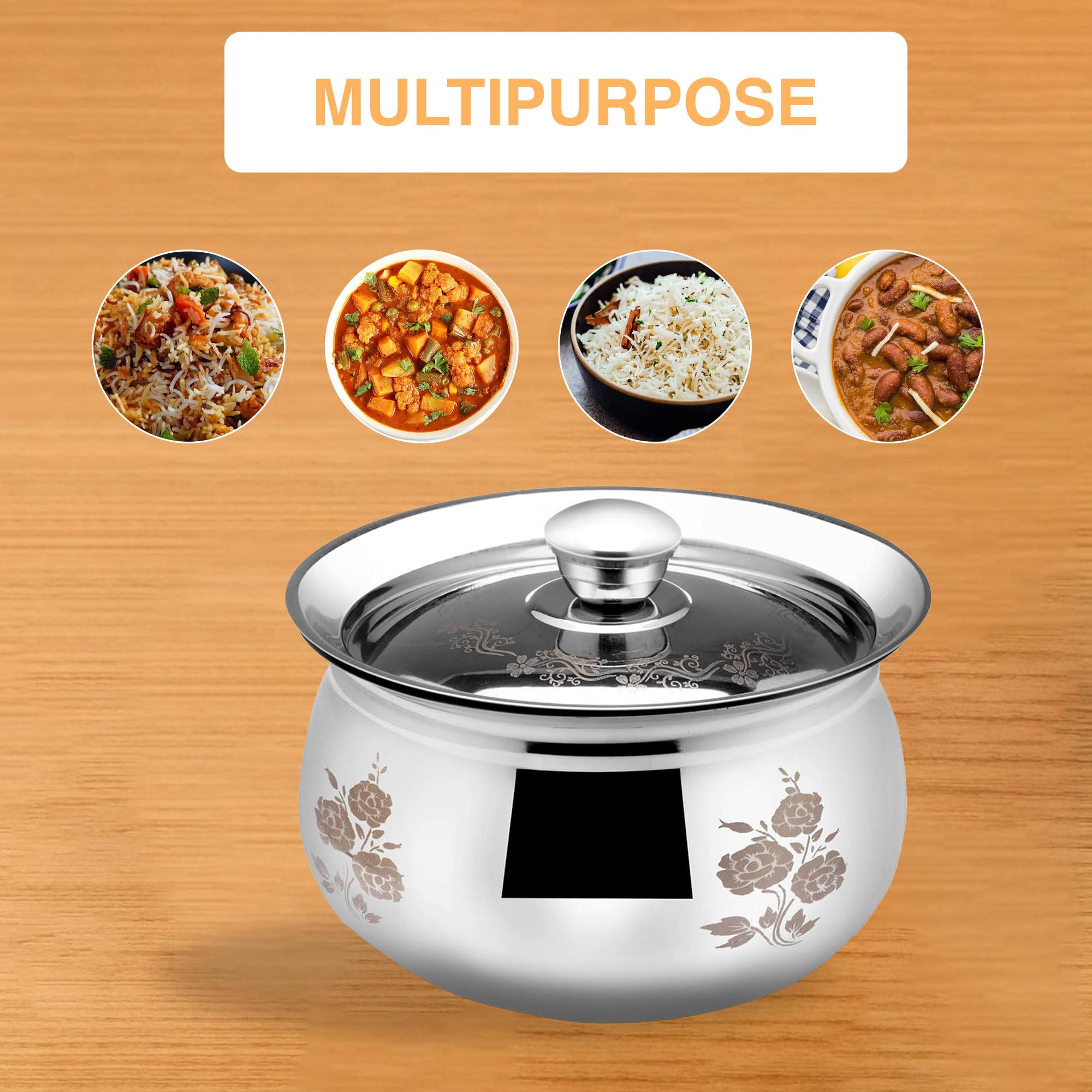 Stainless Steel Handi - Dahi Handi & Biryani Pot -4