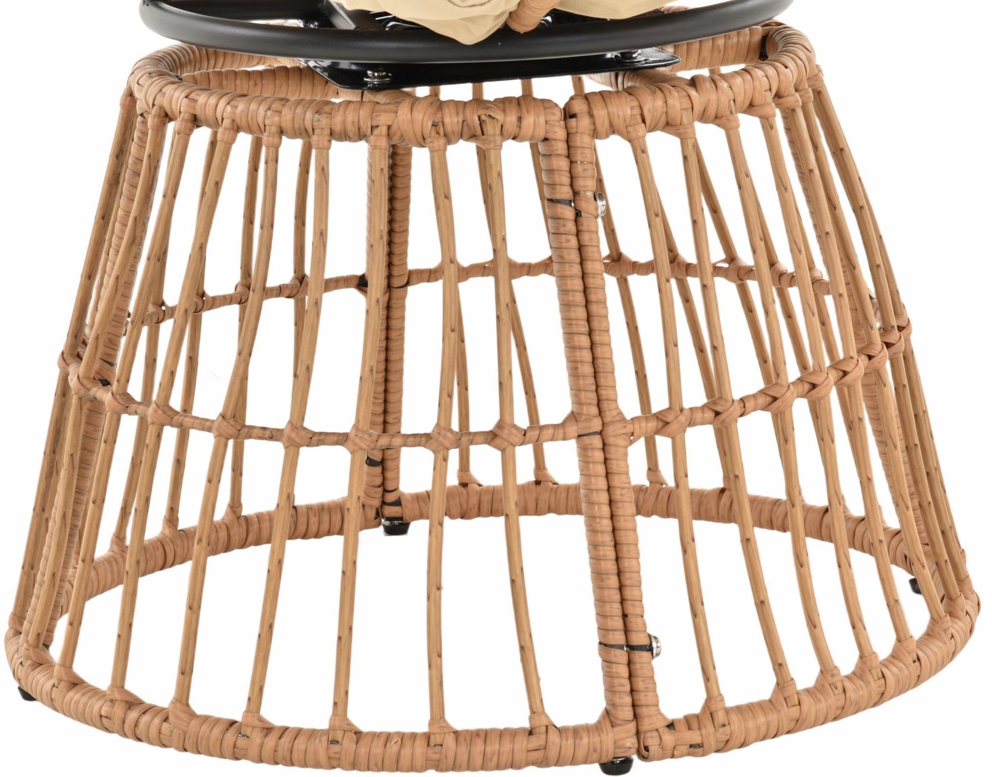 Outdoor Papasan Garten Drehsessel wetterfest mit Polster Garten Sitzschale Rattansessel drehbar (Sand, Papasan drehbar)