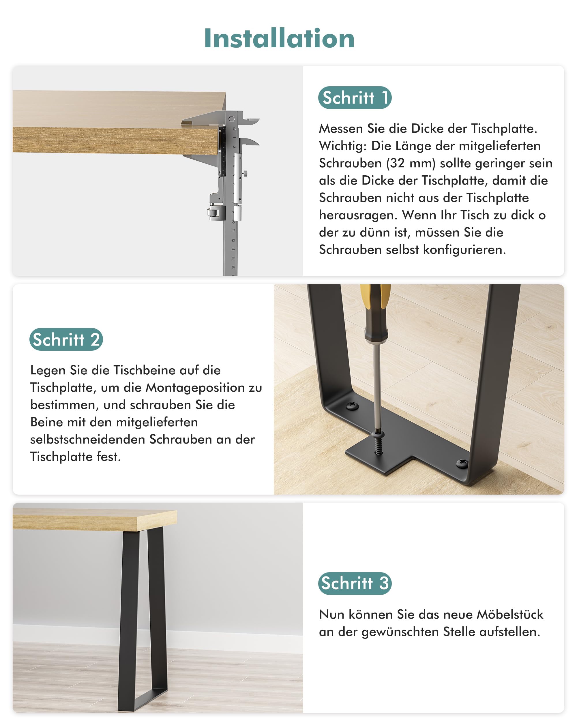 Trapez Tischbeine 40 cm Metall Schwarz Tischgestell DIY
