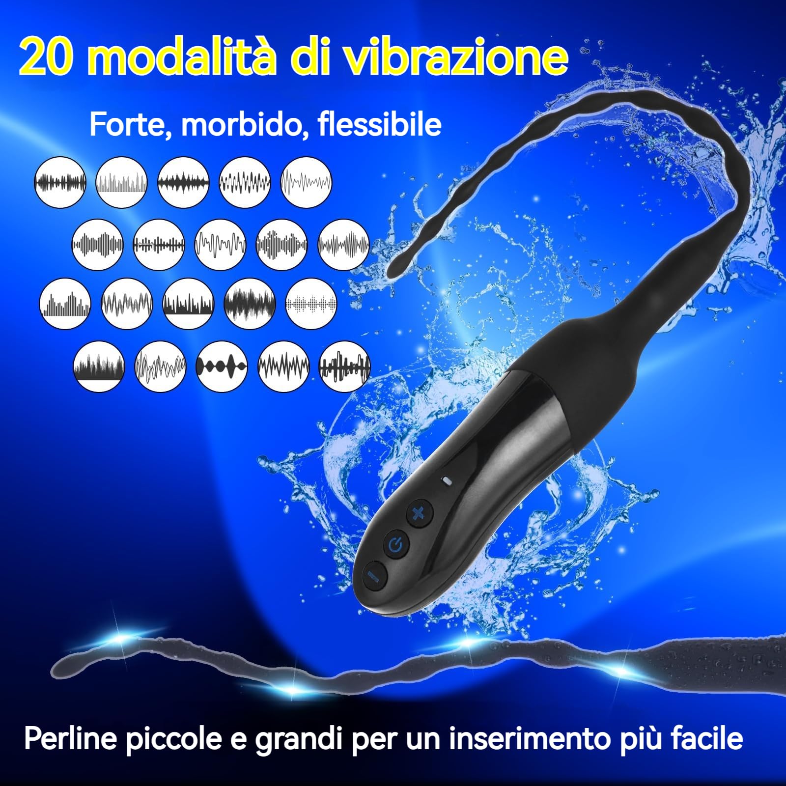 Dilatazioni Uretrali Vibranti per Uomo, Plug Pene con Stimolazione del Glande, 20 Modalità, Uretrali Dilatatore Principianti, Giocattolo Sessuale per Masturbazione sonde per Uomini e Coppie (Nero)