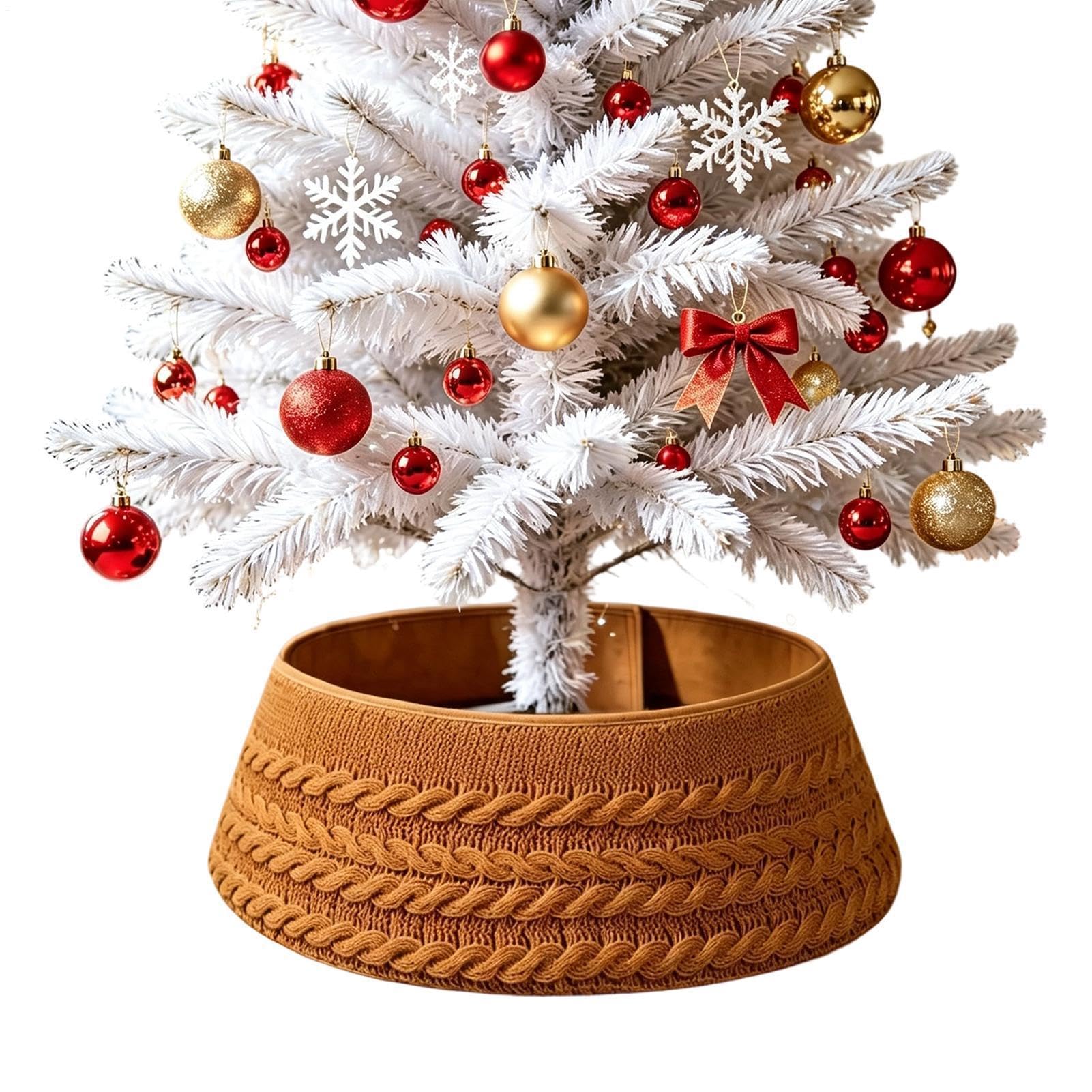 Colletto per albero di Natale, rotondo, morbido, lavorato a maglia, per