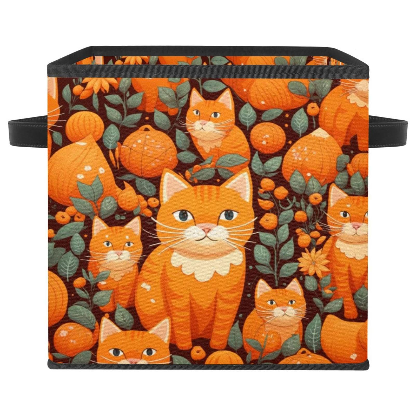 Grand cube de rangement pliable chat orange pour en finir avec le désordre