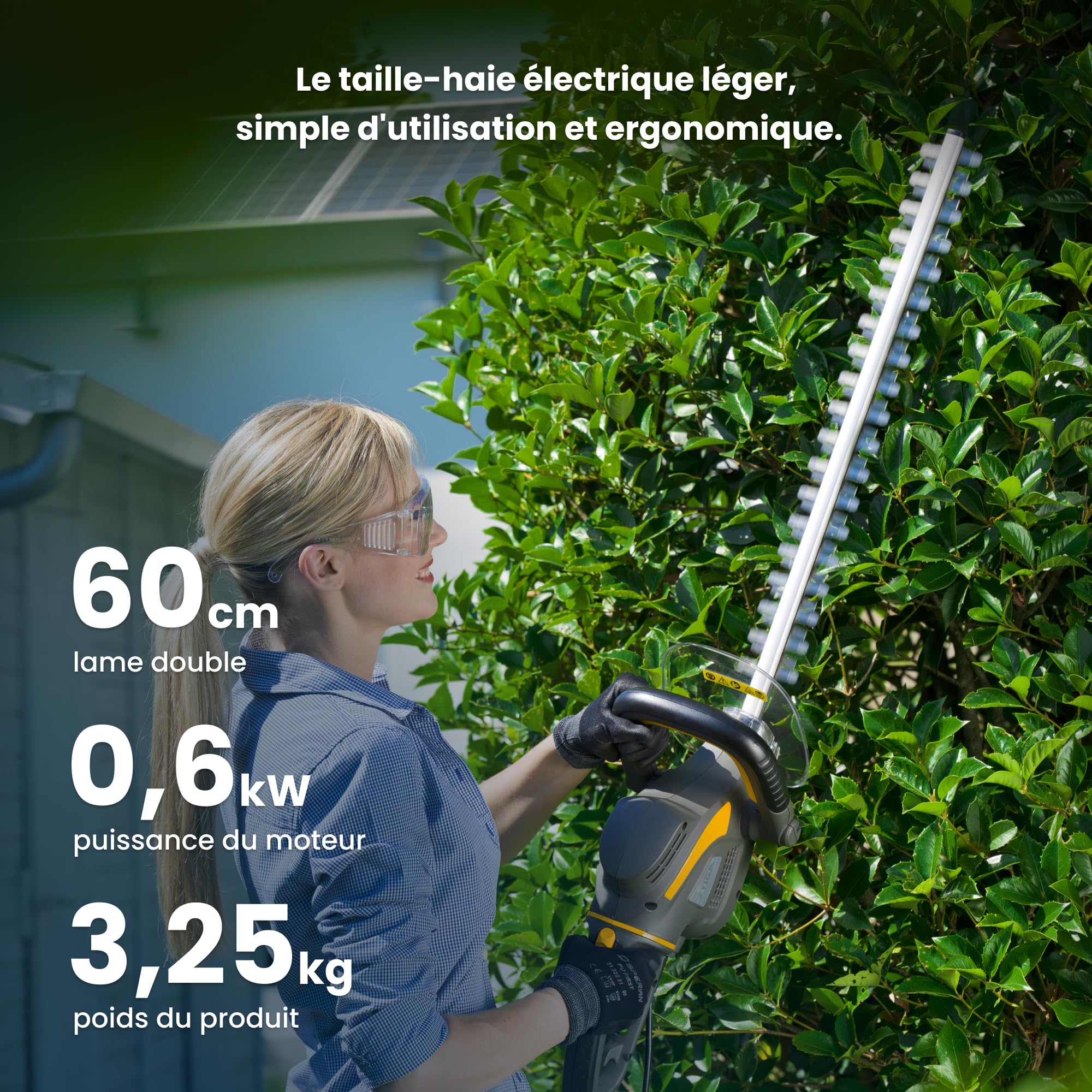 STIGA HT 106c Taille-Haies électriques - Moteur 600W, Lame de 60 cm, poignée pivotante à 180°, écartement des Dents de 20 mm, Noir