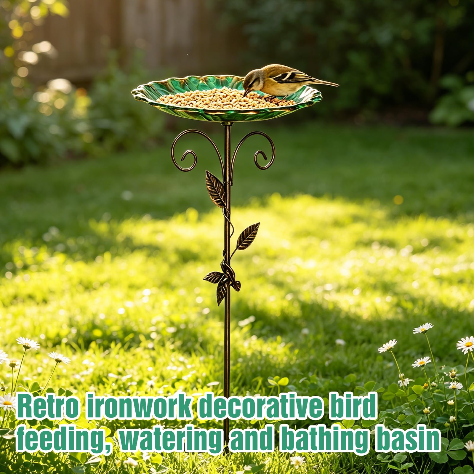 Bain d'oiseaux pour Extérieur Abreuvoir Oiseaux 25,5CM, Bains d'oiseaux pour l'extérieur, Abreuvoir Oiseaux Extérieur avec Base Stable À 4 Branches pour Jardin Ou Pelouse