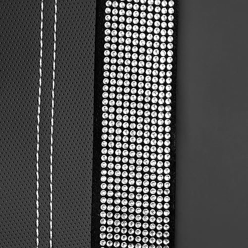 Miniatura 6 de CAR PASS Funda de asiento trasero de cuero y diamantes de imitación brillantes, impermeable, diseño de diamante brillante, ajuste universal, tiras