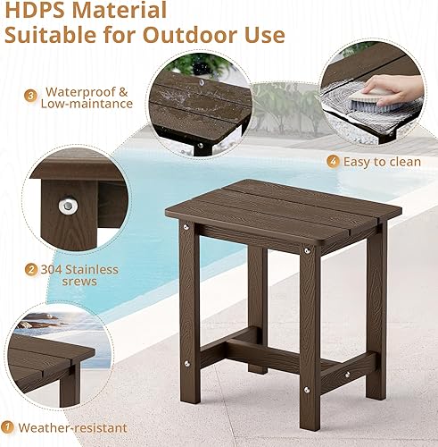 Miniatura 38 de LUE BONA HDPS - Mesa auxiliar para exteriores, pequeñas mesas auxiliares Adirondack para exteriores, mesa auxiliar exterior para patio, porche, Negro