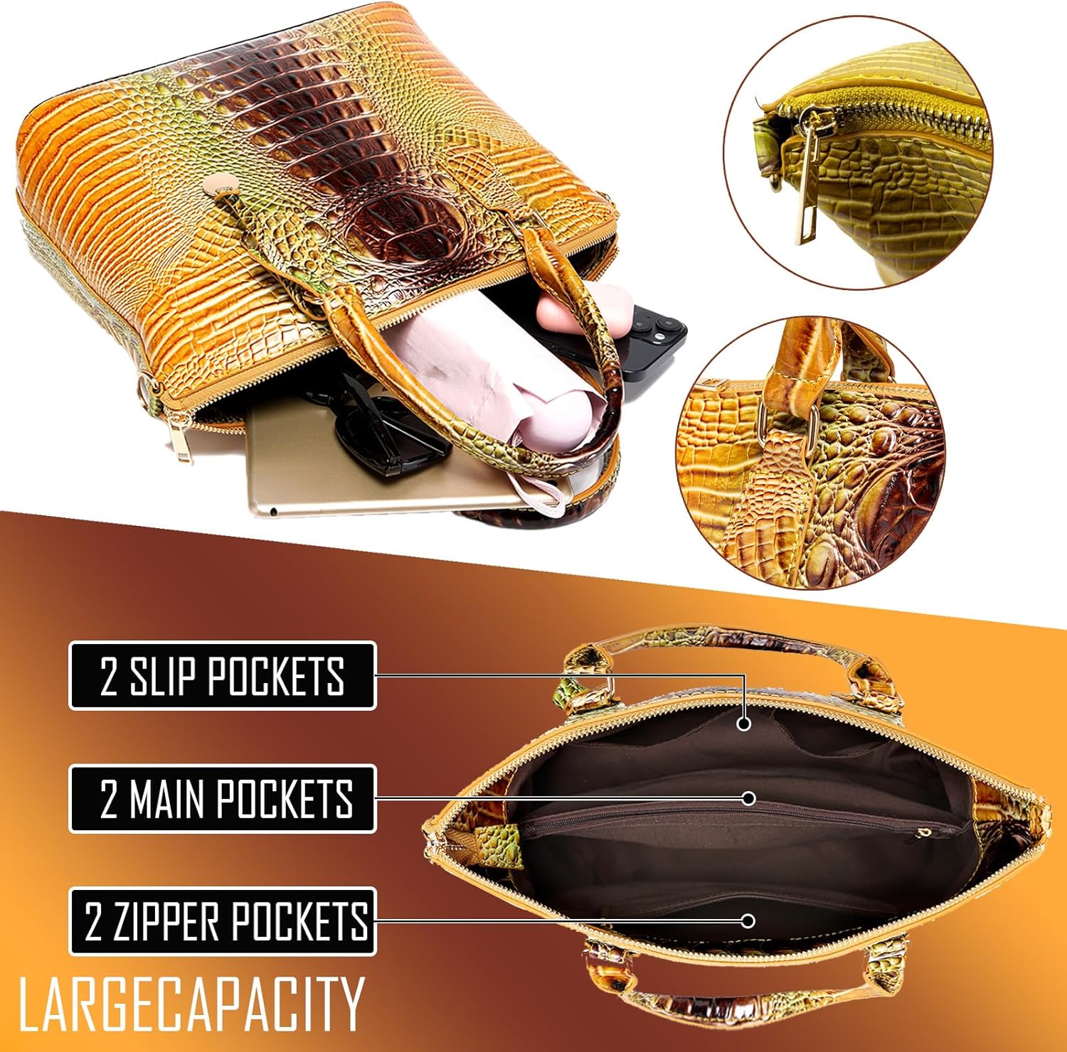 Women Purse Satchel Bag Long Crossbody Classy Tote Bag Top Handle Vegan Leather Ladies Handbags Embossed Pattern - Image 5