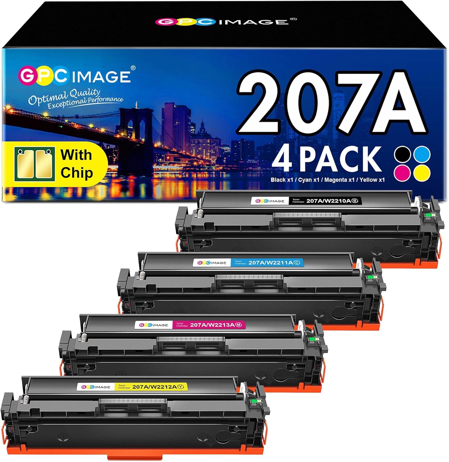 207A 207X MFP M283fdw Toner mit Chip Kompatibel für HP 207A 207X M255dw für HP Color LaserJet Pro MFP M283fdw Toner Schwarz M282nw M283fdn M255nw W2210A W2211A W2212A W2213A W2210X (4er-Pack)