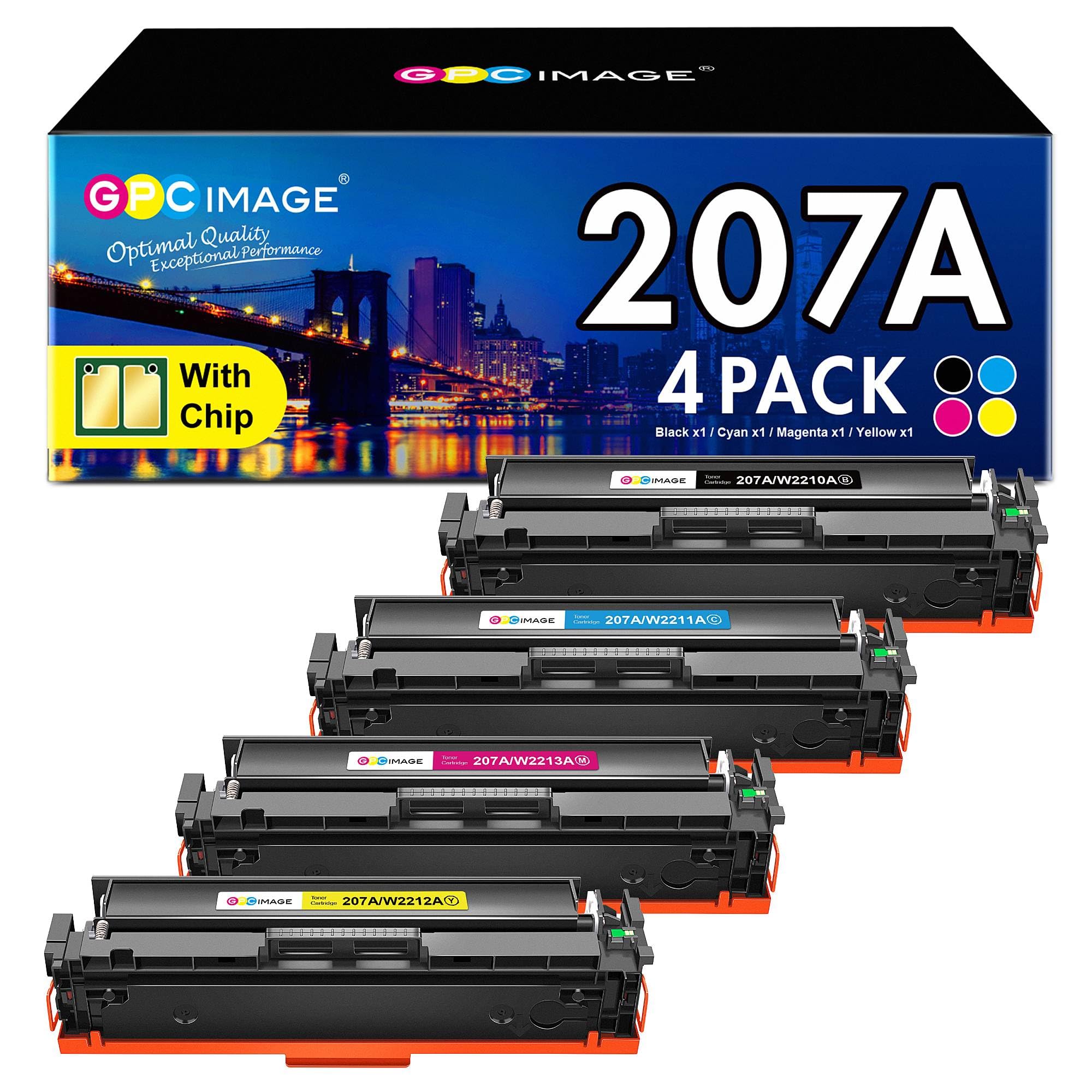 207A 207X MFP M283fdw Toner mit Chip Kompatibel für HP 207A 207X M255dw für HP Color LaserJet Pro MFP M283fdw Toner Schwarz M282nw M283fdn M255nw W2210A W2211A W2212A W2213A W2210X (4er-Pack)