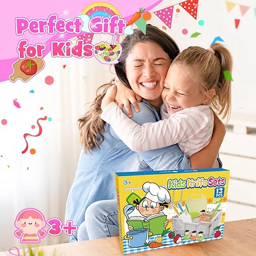 Miniatura 7 de Juego de cuchillos de cocina para niños para cocina real y cesta, juguetes Montessori para niños de 3, 4, 5, 6, 7, 8, 9, 10 años, regalos de