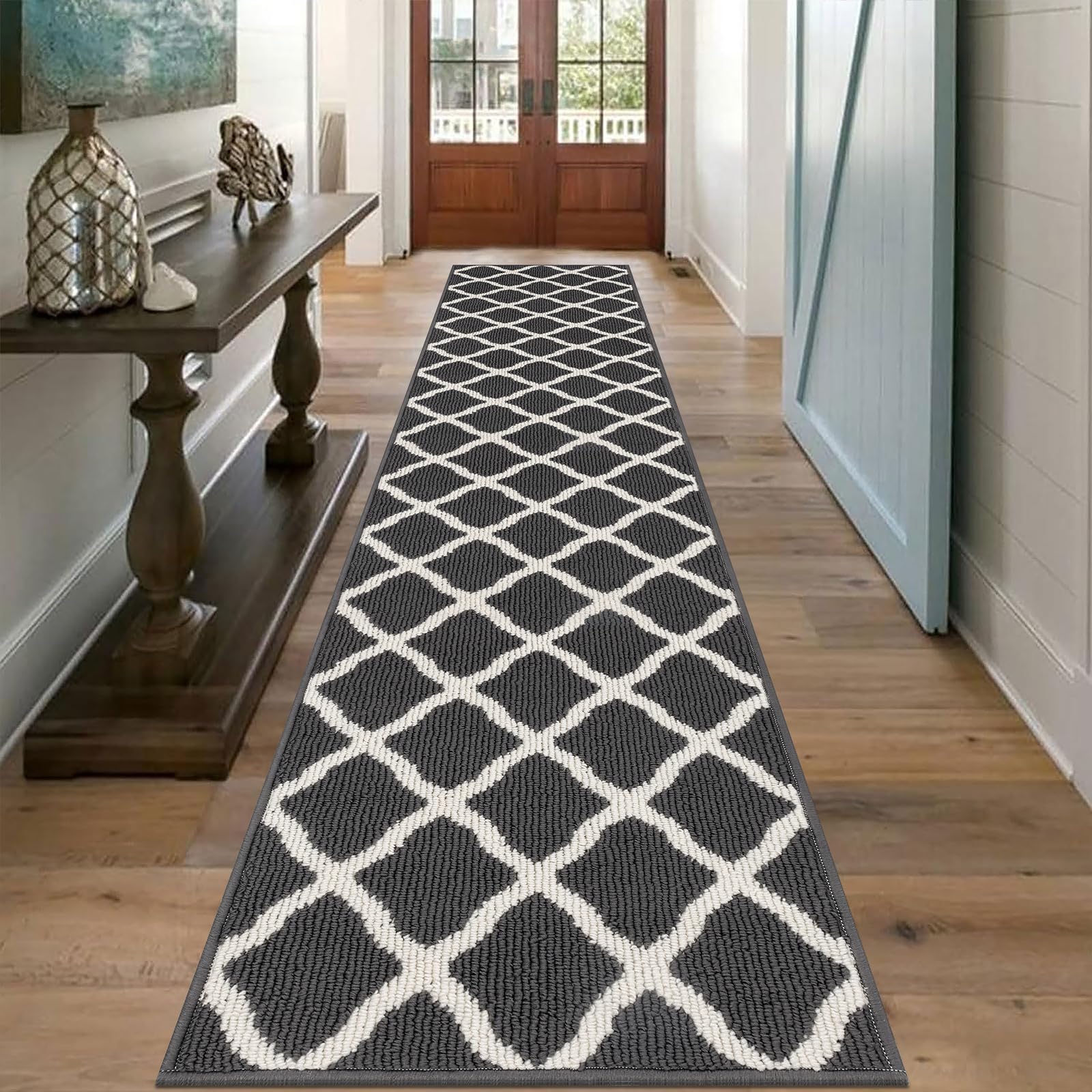 SHACOS Extra Long Hallway Runner Rug 2x10 ft Indoor Washable Rug Runner Non Slip Rubber Backing Hall Kitchen Runner Rugs Entryway Carpet Runners, Dark