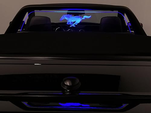 Windrestrictor Deflector de viento para Mustang M15 2015+convertible, bloqueador de viento con logotipo Mustang, LED multicolor con control remoto