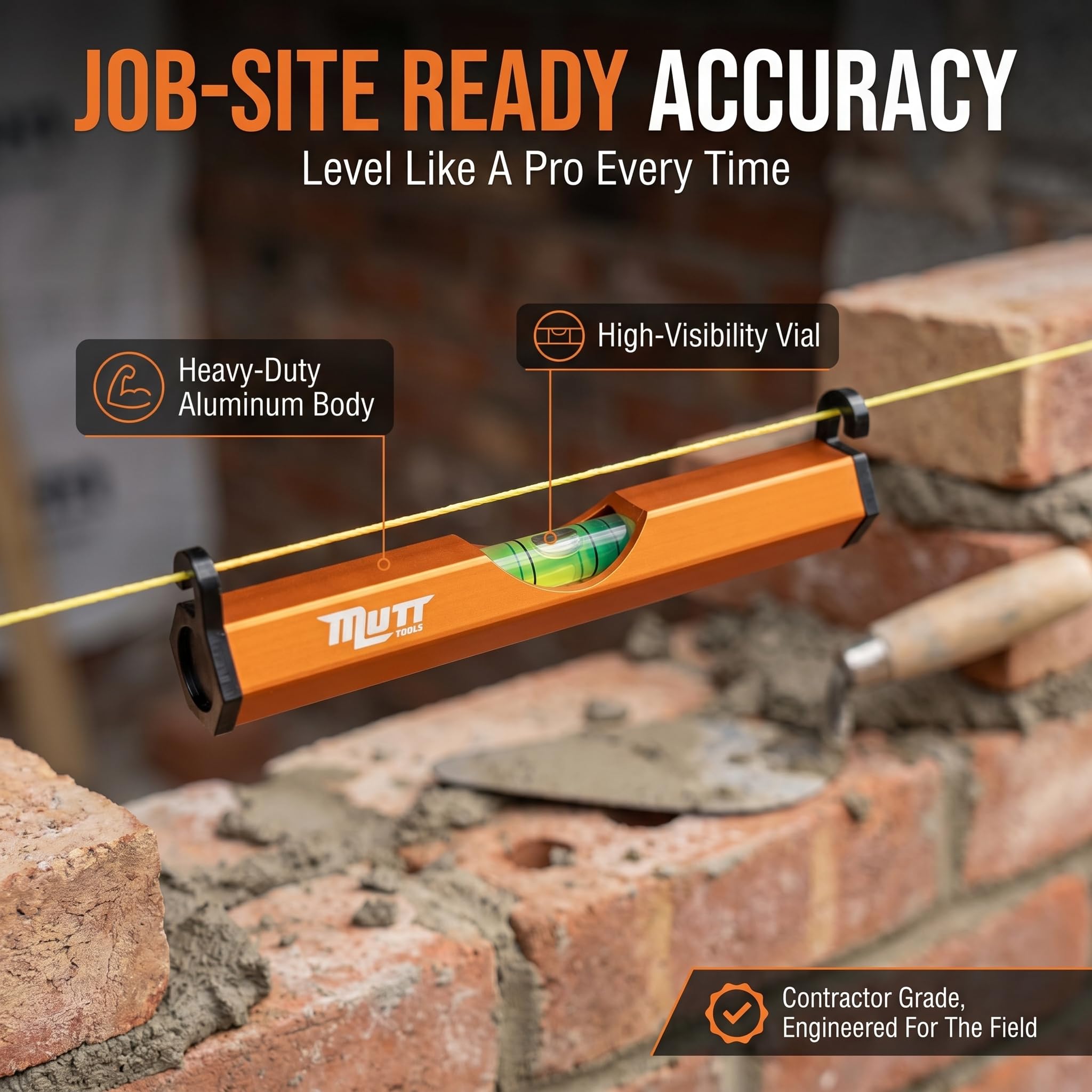 Mutt Tools 3 Inch Level - String Line Level -2