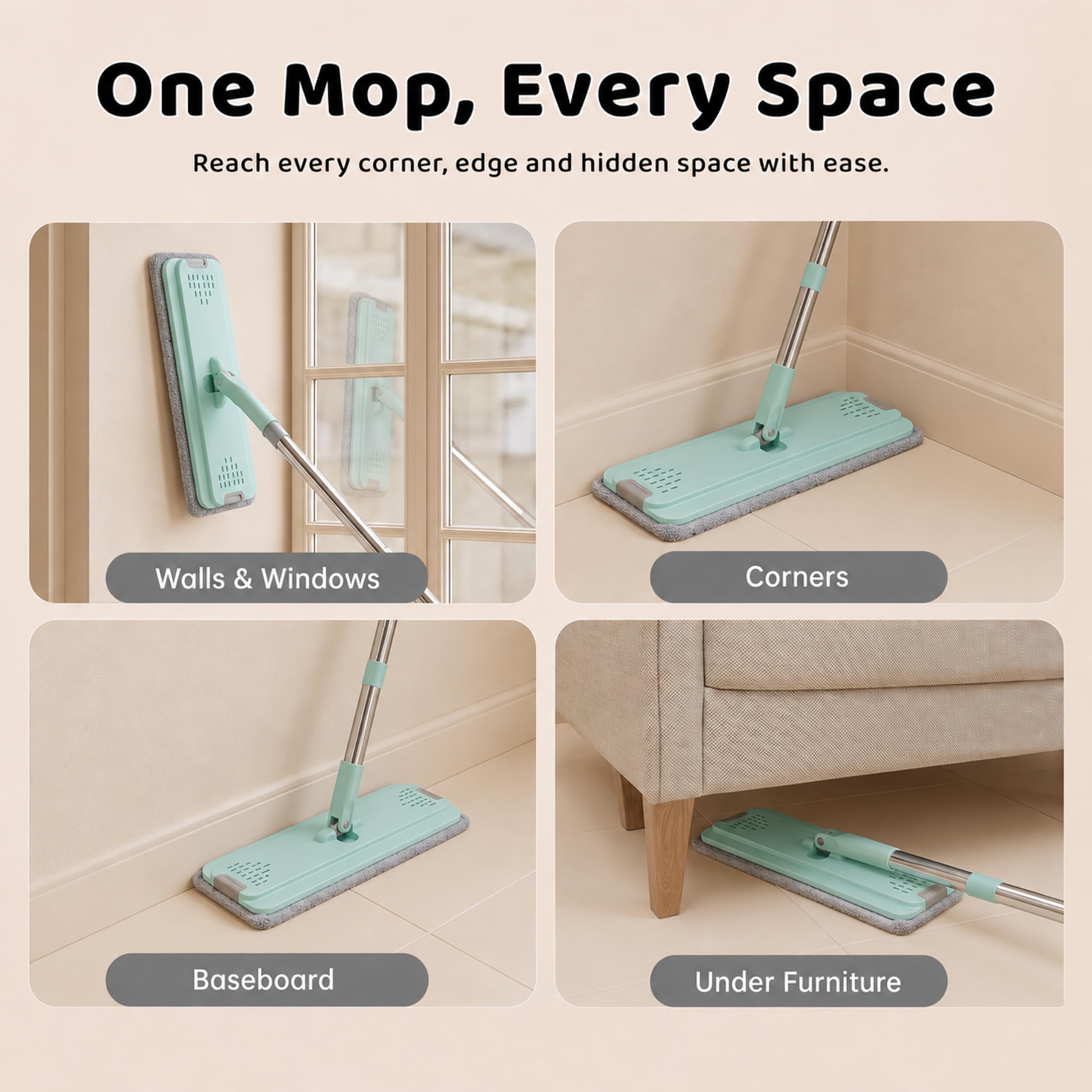 UPC 360° Rotating Microfiber Mop - Hands-Free Cleaning -4